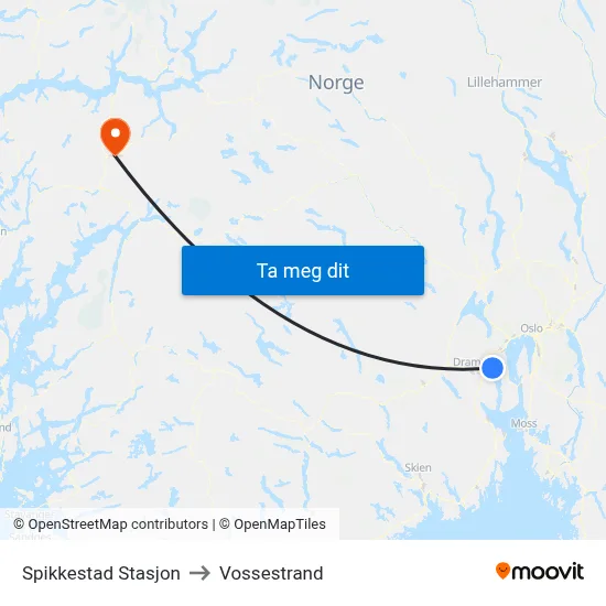 Spikkestad Stasjon to Vossestrand map
