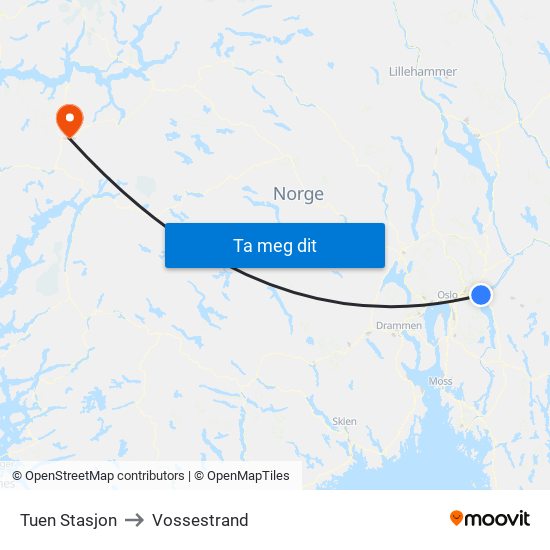 Tuen Stasjon to Vossestrand map