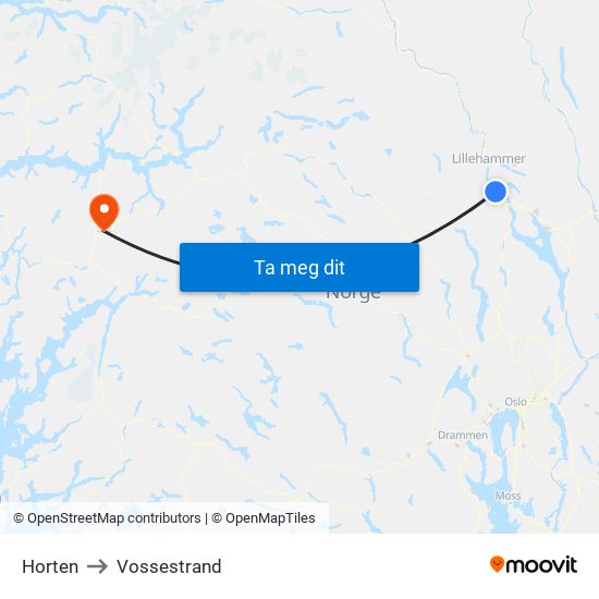 Horten to Vossestrand map