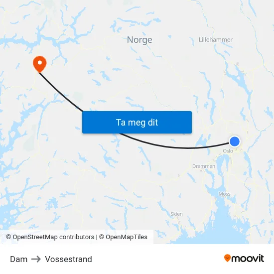 Dam to Vossestrand map