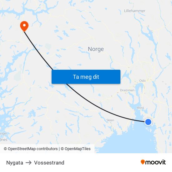 Nygata to Vossestrand map