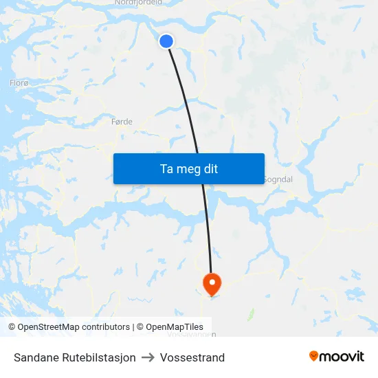 Sandane Rutebilstasjon to Vossestrand map
