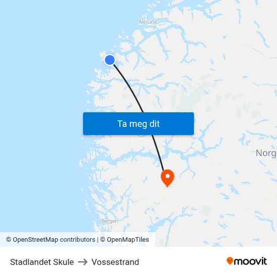 Stadlandet Skule to Vossestrand map