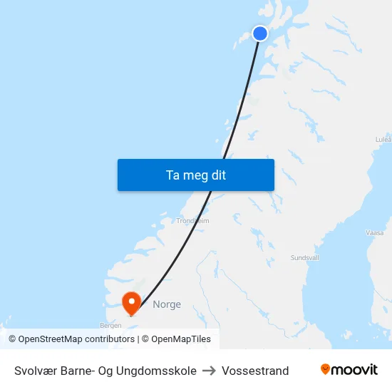 Svolvær Barne- Og Ungdomsskole to Vossestrand map