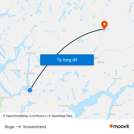 Boge to Vossestrand map