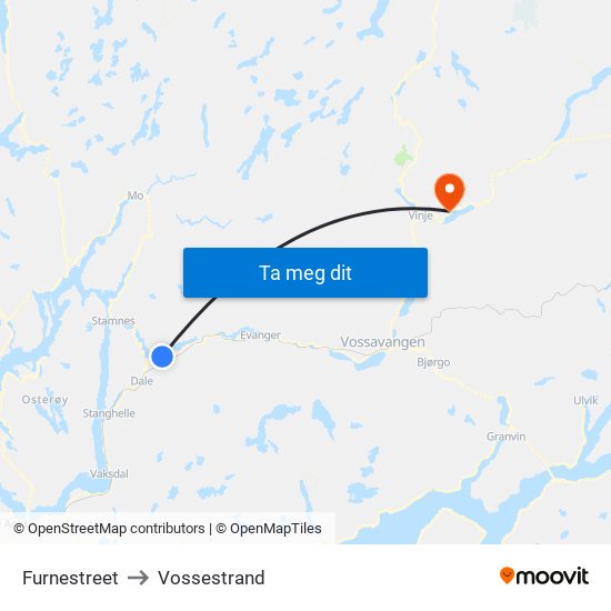 Furnestreet to Vossestrand map