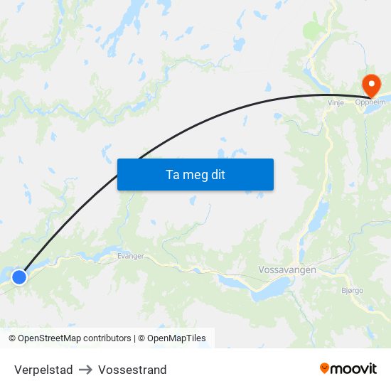 Verpelstad to Vossestrand map