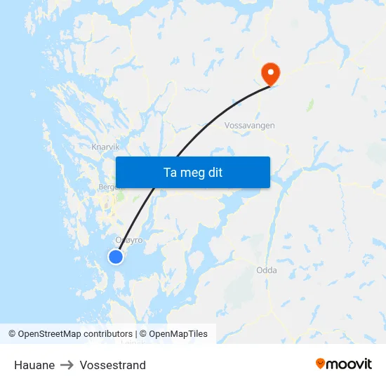 Hauane to Vossestrand map