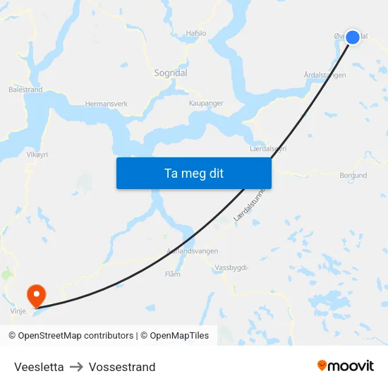 Veesletta to Vossestrand map