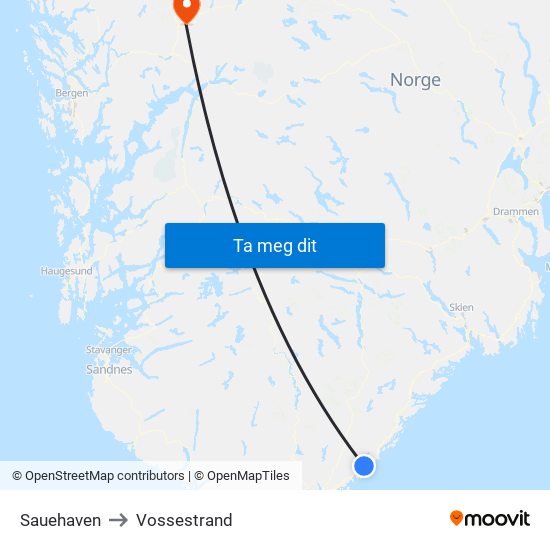 Sauehaven to Vossestrand map