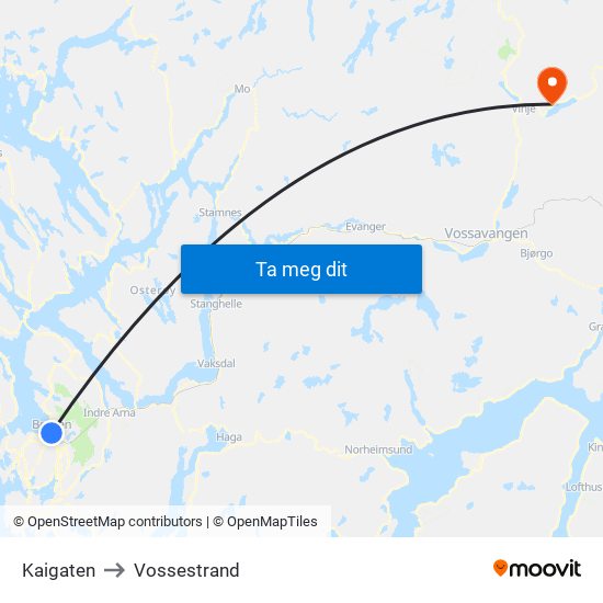 Kaigaten to Vossestrand map