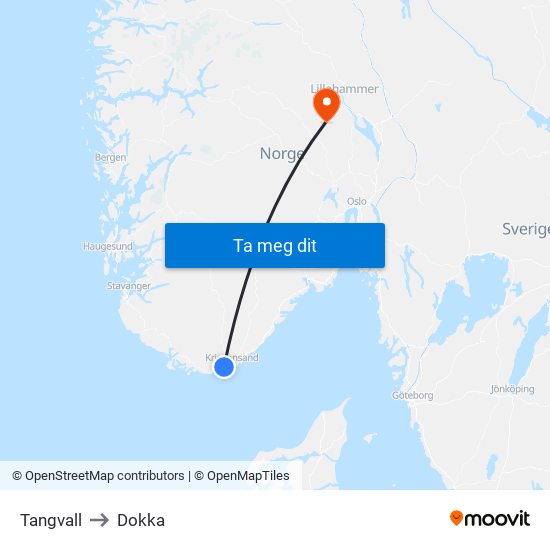 Tangvall to Dokka map