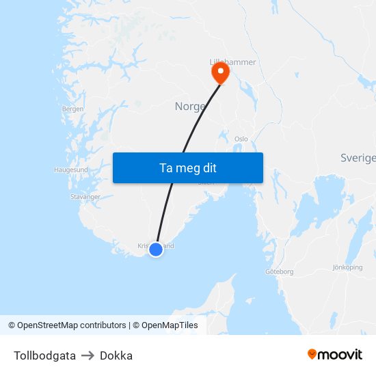 Tollbodgata to Dokka map