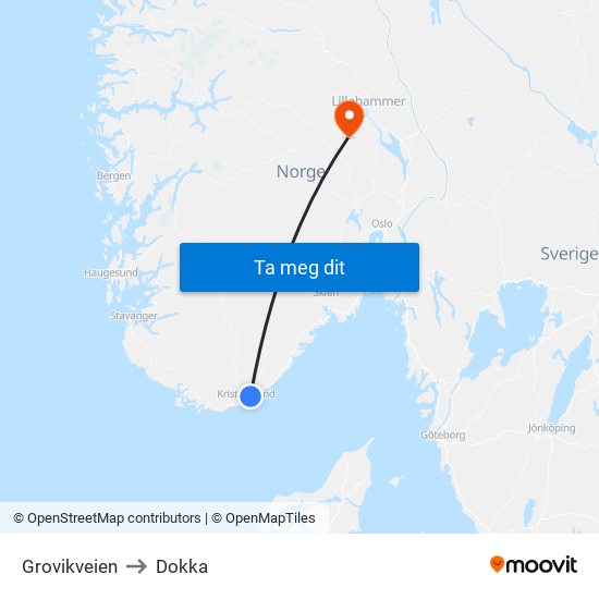 Grovikveien to Dokka map