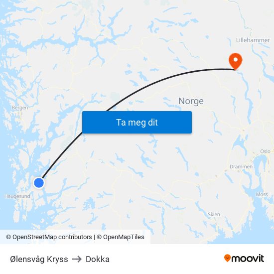Ølensvåg Kryss to Dokka map