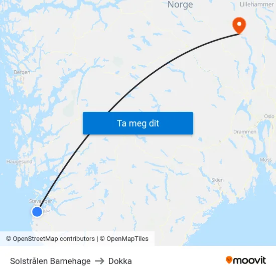 Solstrålen Barnehage to Dokka map