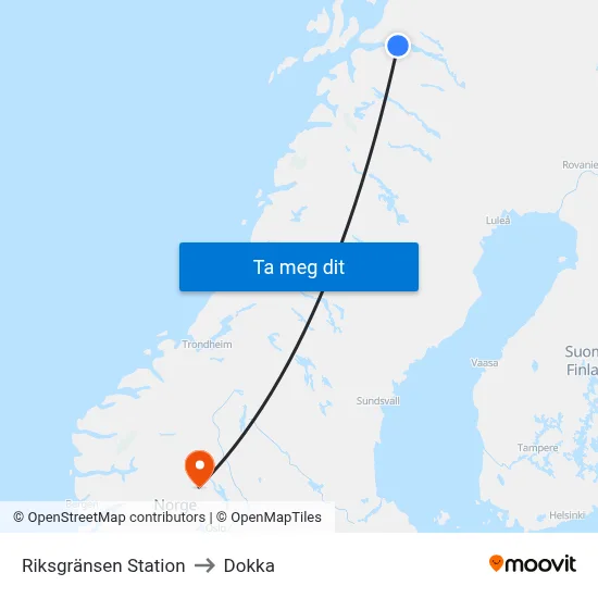 Riksgränsen Station to Dokka map