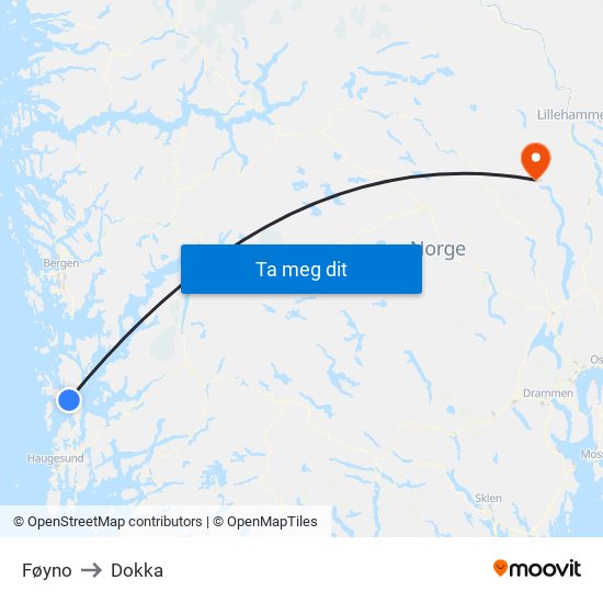 Føyno to Dokka map