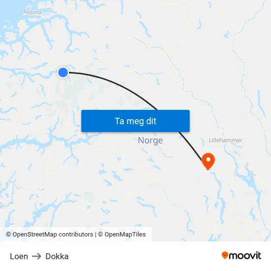 Loen to Dokka map