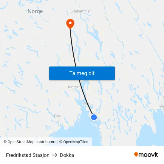 Fredrikstad Stasjon to Dokka map