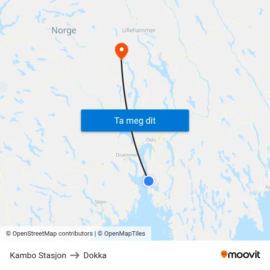 Kambo Stasjon to Dokka map