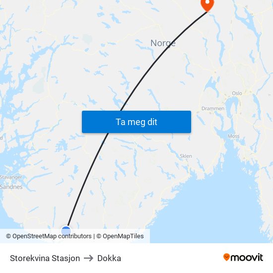 Storekvina Stasjon to Dokka map