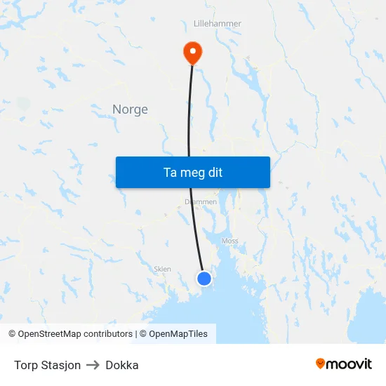 Torp Stasjon to Dokka map