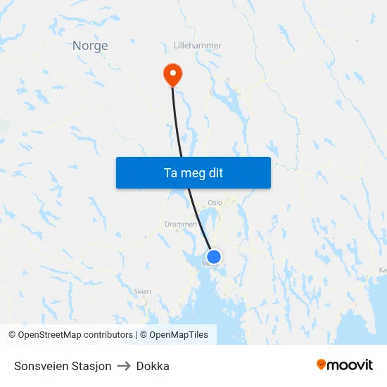 Sonsveien Stasjon to Dokka map