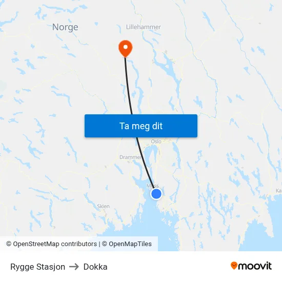 Rygge Stasjon to Dokka map