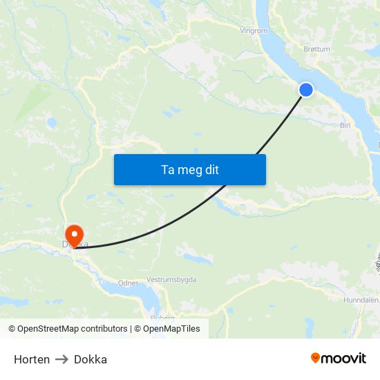 Horten to Dokka map