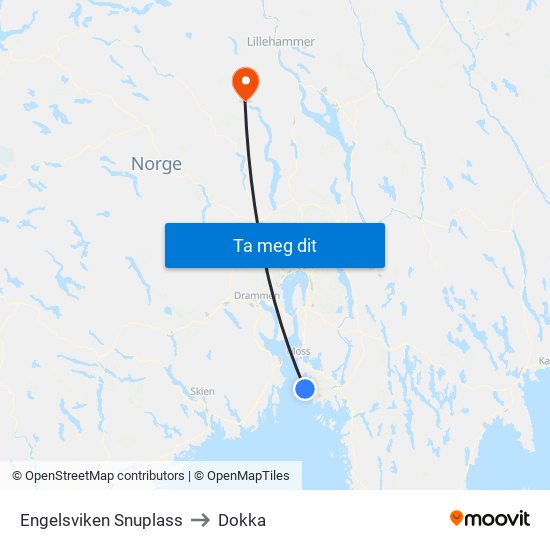 Engelsviken Snuplass to Dokka map