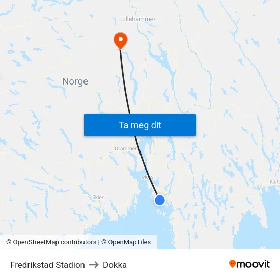 Fredrikstad Stadion to Dokka map