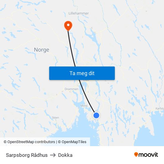Sarpsborg Rådhus to Dokka map