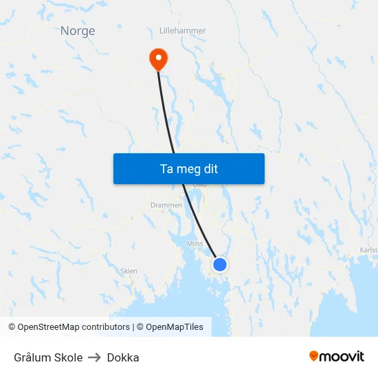Grålum Skole to Dokka map