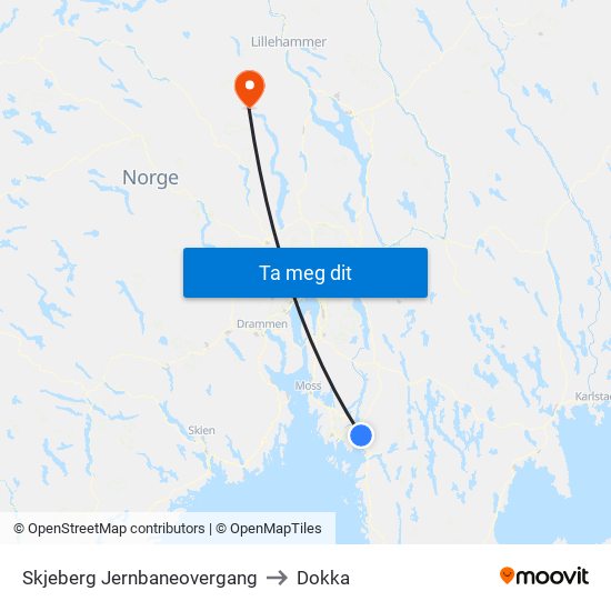 Skjeberg Jernbaneovergang to Dokka map