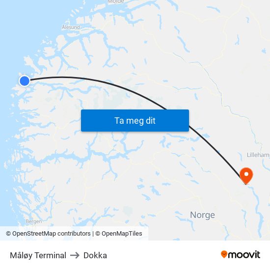 Måløy Terminal to Dokka map