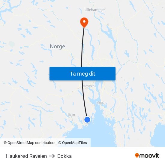 Haukerød Raveien to Dokka map