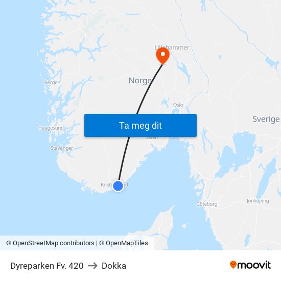 Dyreparken Fv. 420 to Dokka map