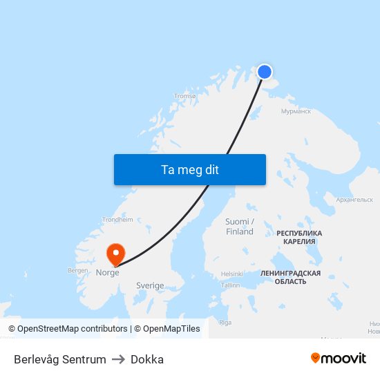 Berlevåg Sentrum to Dokka map