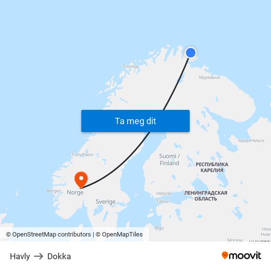 Havly to Dokka map