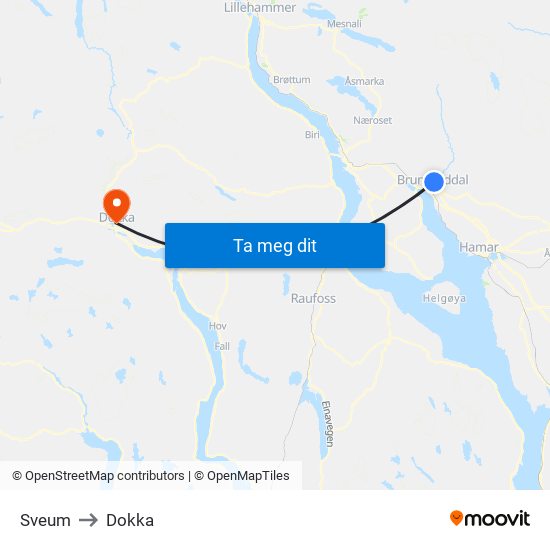 Sveum to Dokka map