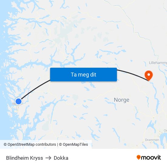 Blindheim Kryss to Dokka map