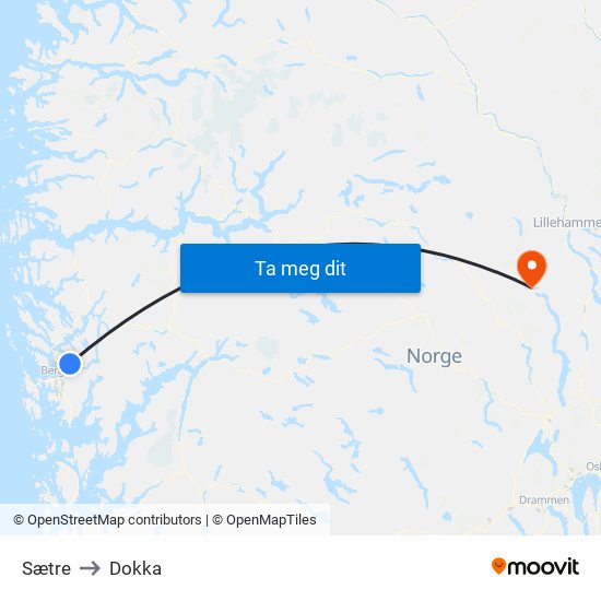 Sætre to Dokka map