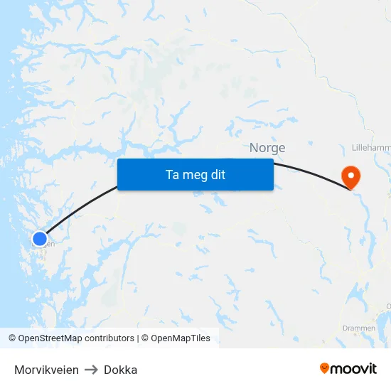 Morvikveien to Dokka map