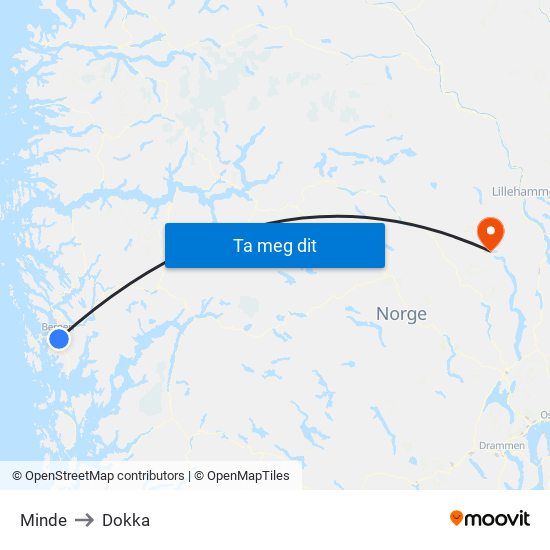 Minde to Dokka map