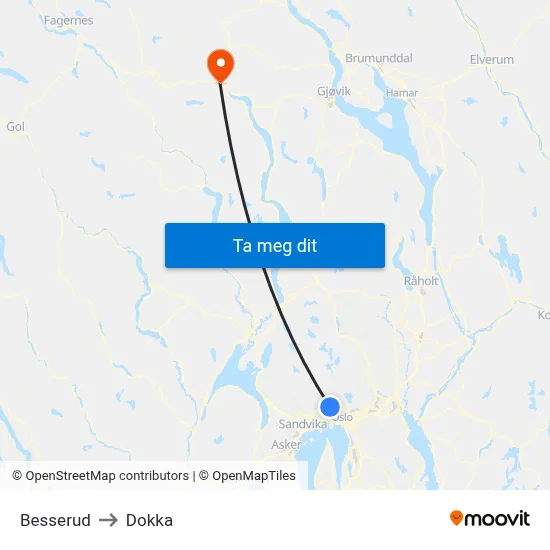 Besserud to Dokka map