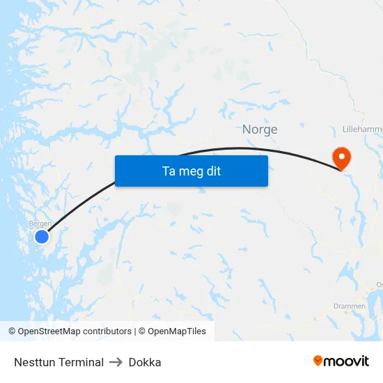 Nesttun Terminal to Dokka map