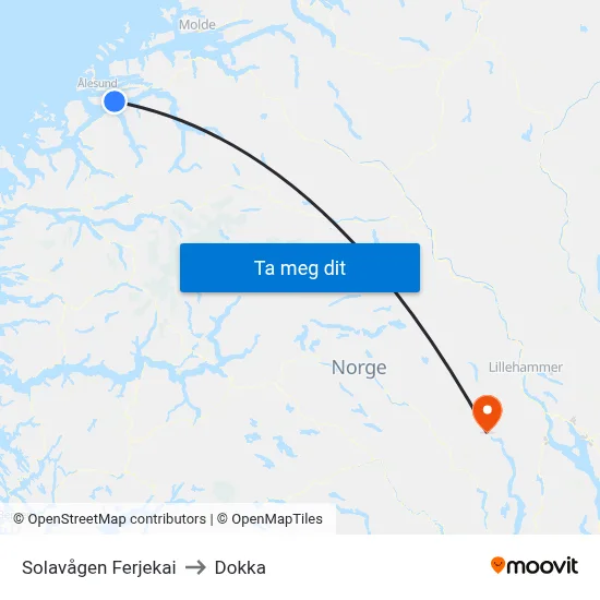 Solavågen Ferjekai to Dokka map