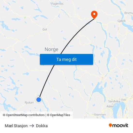 Mæl Stasjon to Dokka map