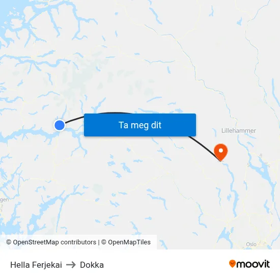 Hella Ferjekai to Dokka map